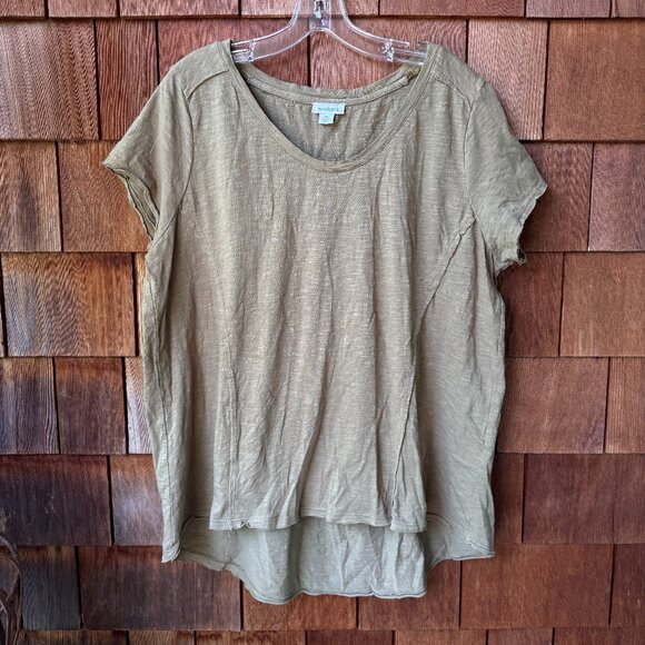 EUC Sundance Perfect Tee Babydoll Rolled Hem Olive Short Sleeve in Women's XL - Picture 1 of 8